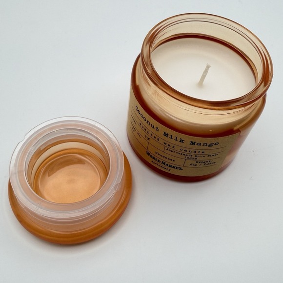 World Market‎ Apothecary Coconut Milk Mango Scented Candle Amber Jar 2.29oz - Picture 7 of 10